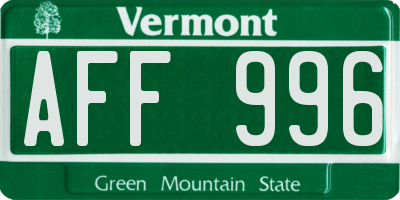 VT license plate AFF996