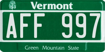 VT license plate AFF997