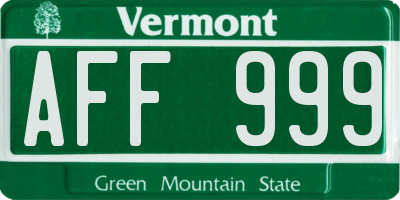 VT license plate AFF999
