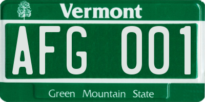 VT license plate AFG001