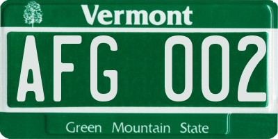 VT license plate AFG002
