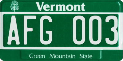 VT license plate AFG003