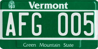 VT license plate AFG005