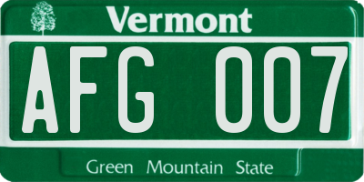 VT license plate AFG007