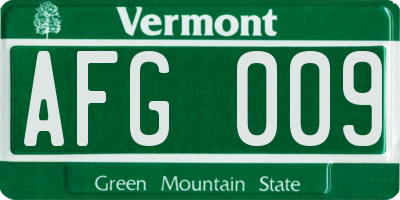 VT license plate AFG009