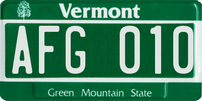 VT license plate AFG010