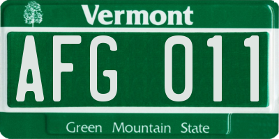 VT license plate AFG011