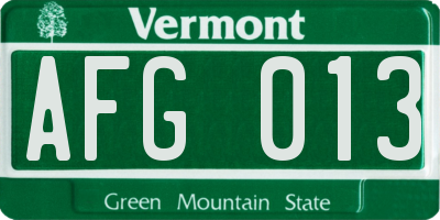 VT license plate AFG013