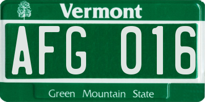 VT license plate AFG016