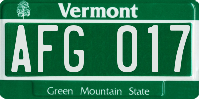 VT license plate AFG017