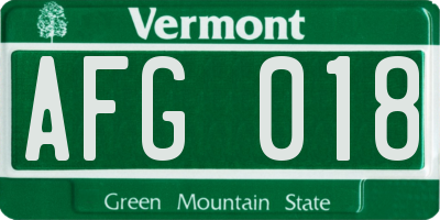 VT license plate AFG018