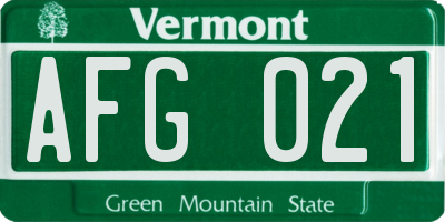 VT license plate AFG021