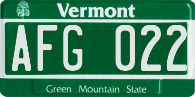 VT license plate AFG022