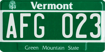 VT license plate AFG023
