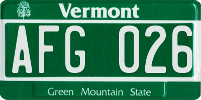VT license plate AFG026