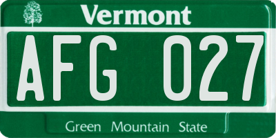 VT license plate AFG027