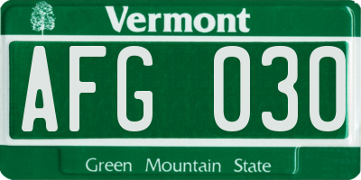 VT license plate AFG030