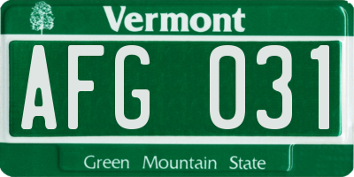 VT license plate AFG031