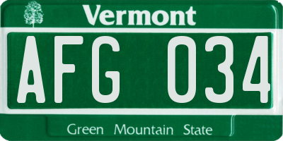 VT license plate AFG034