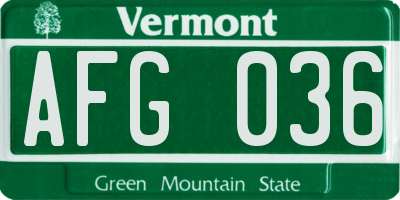 VT license plate AFG036