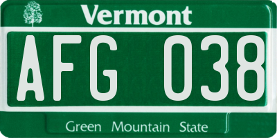 VT license plate AFG038