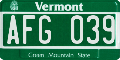 VT license plate AFG039