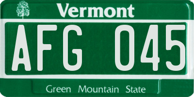 VT license plate AFG045