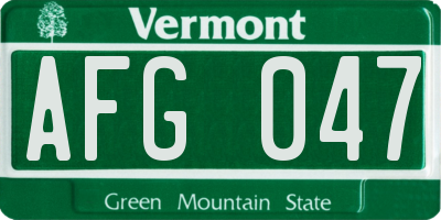 VT license plate AFG047
