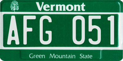 VT license plate AFG051