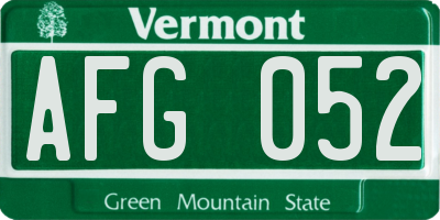VT license plate AFG052