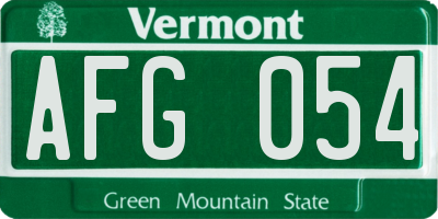 VT license plate AFG054