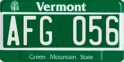 VT license plate AFG056
