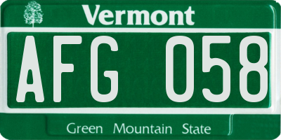 VT license plate AFG058