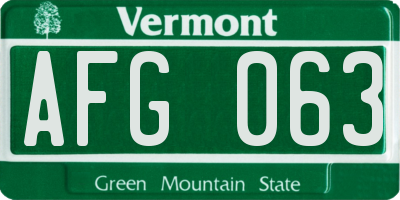 VT license plate AFG063