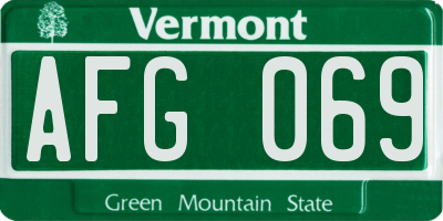 VT license plate AFG069