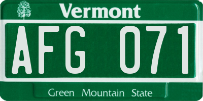 VT license plate AFG071