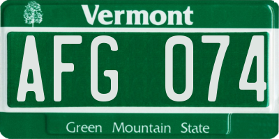 VT license plate AFG074