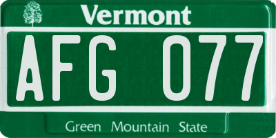VT license plate AFG077