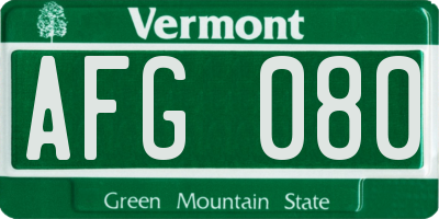 VT license plate AFG080