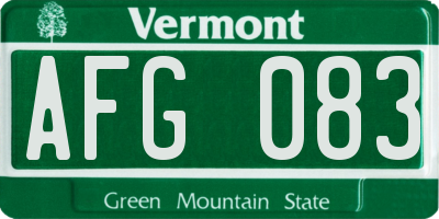 VT license plate AFG083