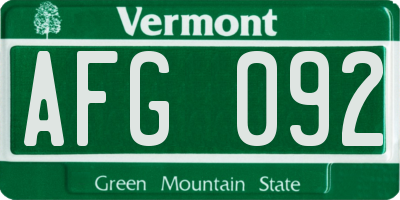 VT license plate AFG092