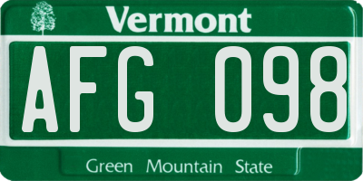 VT license plate AFG098