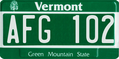 VT license plate AFG102