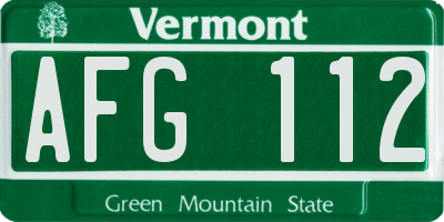 VT license plate AFG112