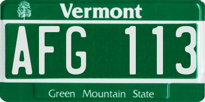 VT license plate AFG113