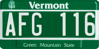 VT license plate AFG116