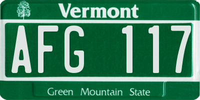 VT license plate AFG117
