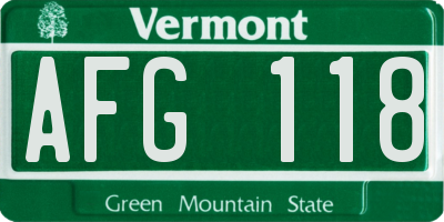 VT license plate AFG118