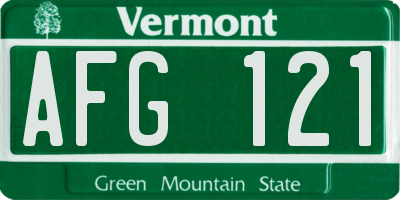 VT license plate AFG121