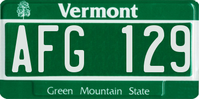 VT license plate AFG129